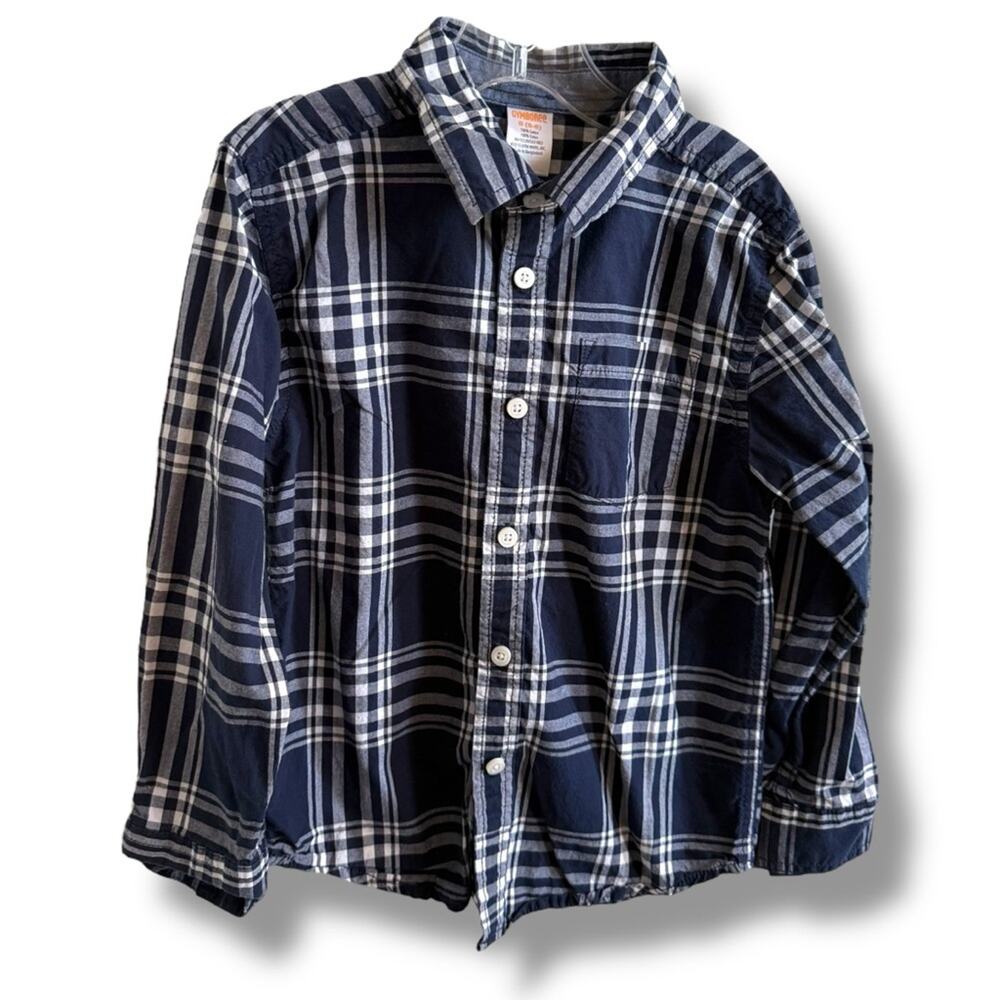 Gymboree Blue & White Button Down Shirt Classic Style‎ Hometown Hero Plaid S 5-6